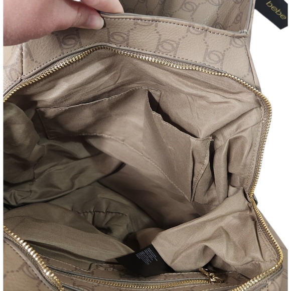 🆕️ Bebe Alexis Shopper Shoulder Bag In Taupe - Picture 10 of 17
